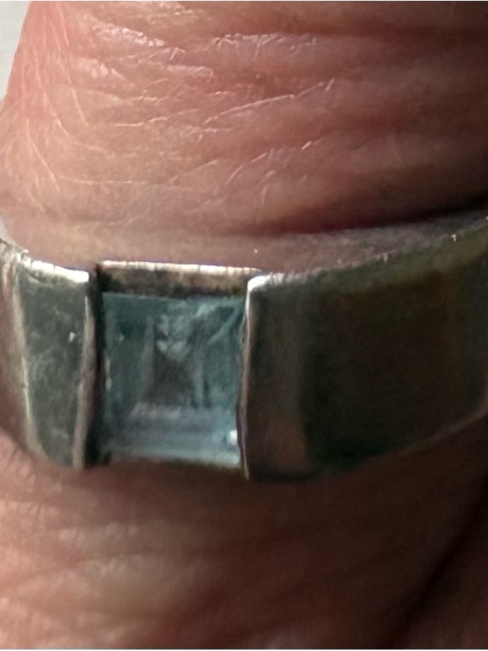 Sterling Silver Ring Aquamarine Rectangular Gem